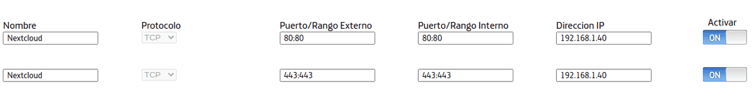 Sample of Router settings