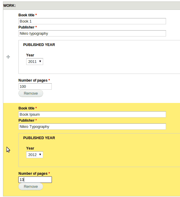 Inline editing of field collection items