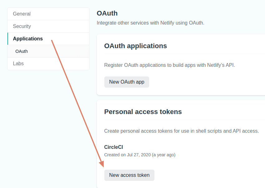 Personal Access Token on Netlify