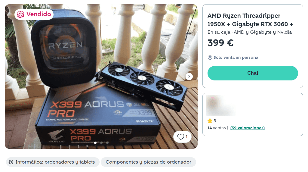 The wallapop ad - featuring the HEDT components for Home AI Lab
