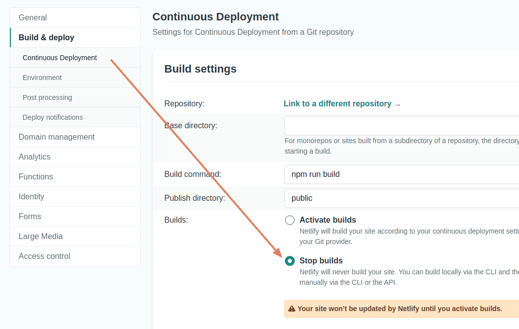 Disable Netlify Builds